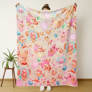 One Piece Themed Flannel blanket, Cozy Polyester Material for Comfort, Versatile Use Ideal for Naps, Perfect Gift for Friends and Family