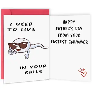 Cute First Fathers Day/ Parents day Card for New Dad, Two-sided 1st Fathers Day Gift from Baby Girl Boy, I Used to Live in Your Balls # Parents Day card