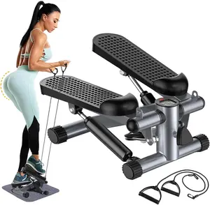 Portable Mini Stair Stepper Machine for Workout with Resistance Bands - Gray