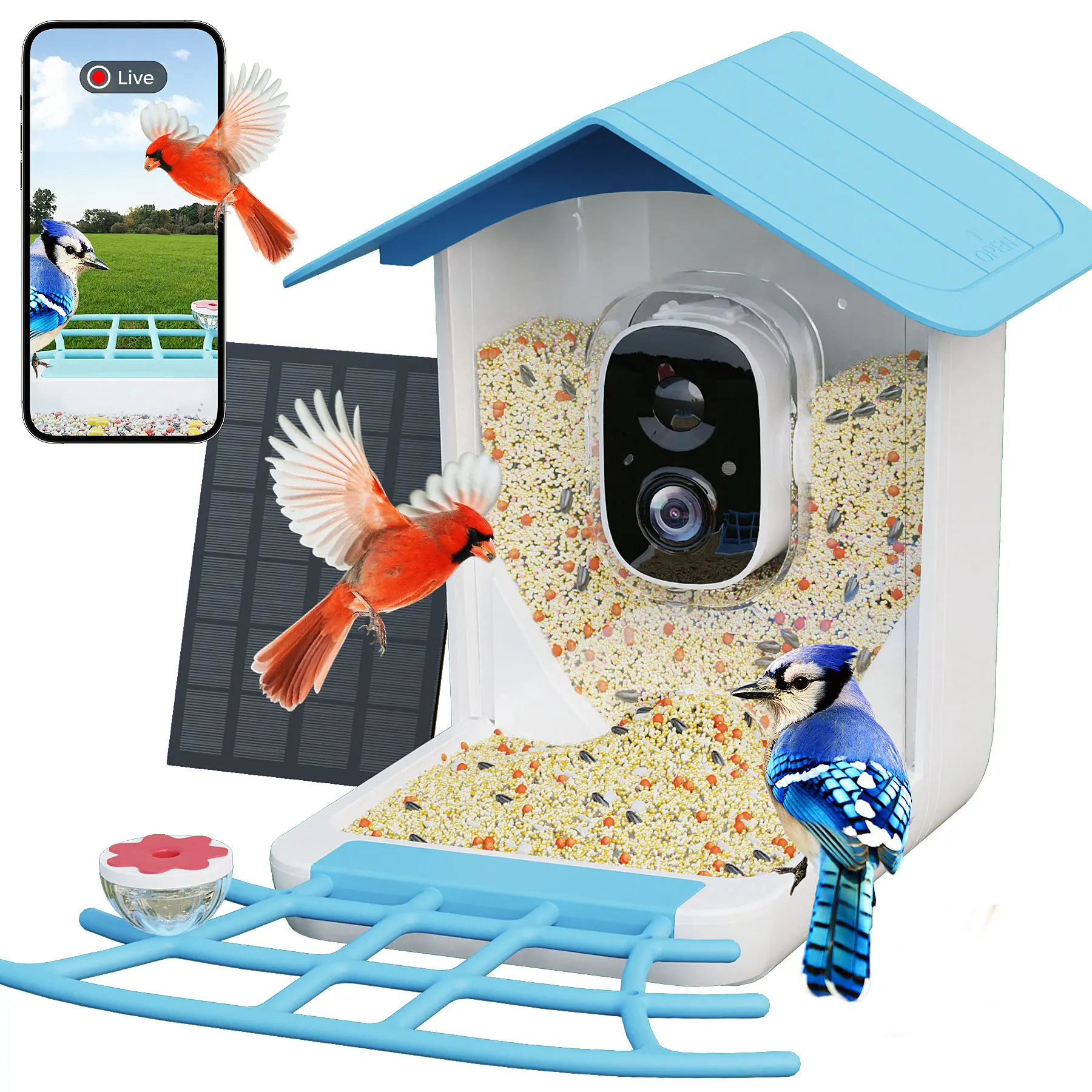 PerchMe Smart Bird Feeder Camera with Solar Panel, Wireless AI Bird Camera, Hummingbird Feeder Included auto capture