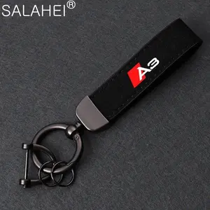 With Car Logo Key Accessories Man Suede Keychain Keyring For Audi A3 A1 A7 A4 A6 A5 Q5 Q7 Q3 Q4 TT SQ5 RSQ3 RSQ8 S3 S4 RS5 RS6