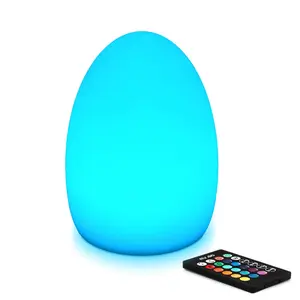 8-Inch Rechargeable LED Egg Light - Dimmable  Night Light with Remote, 16 Colors & 8 Brightness,  & Drop Resistant, Portable Bedside Lamp for  Bedroom, Home Patio Party Decor