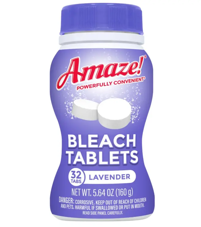 Ultra Concentrated Bleach Tablets [32 tablets] - Lavender Scent - for Laundry, Toilet, and Multipurpose Home Cleaning. No Splash Liquid Bleach Alternative