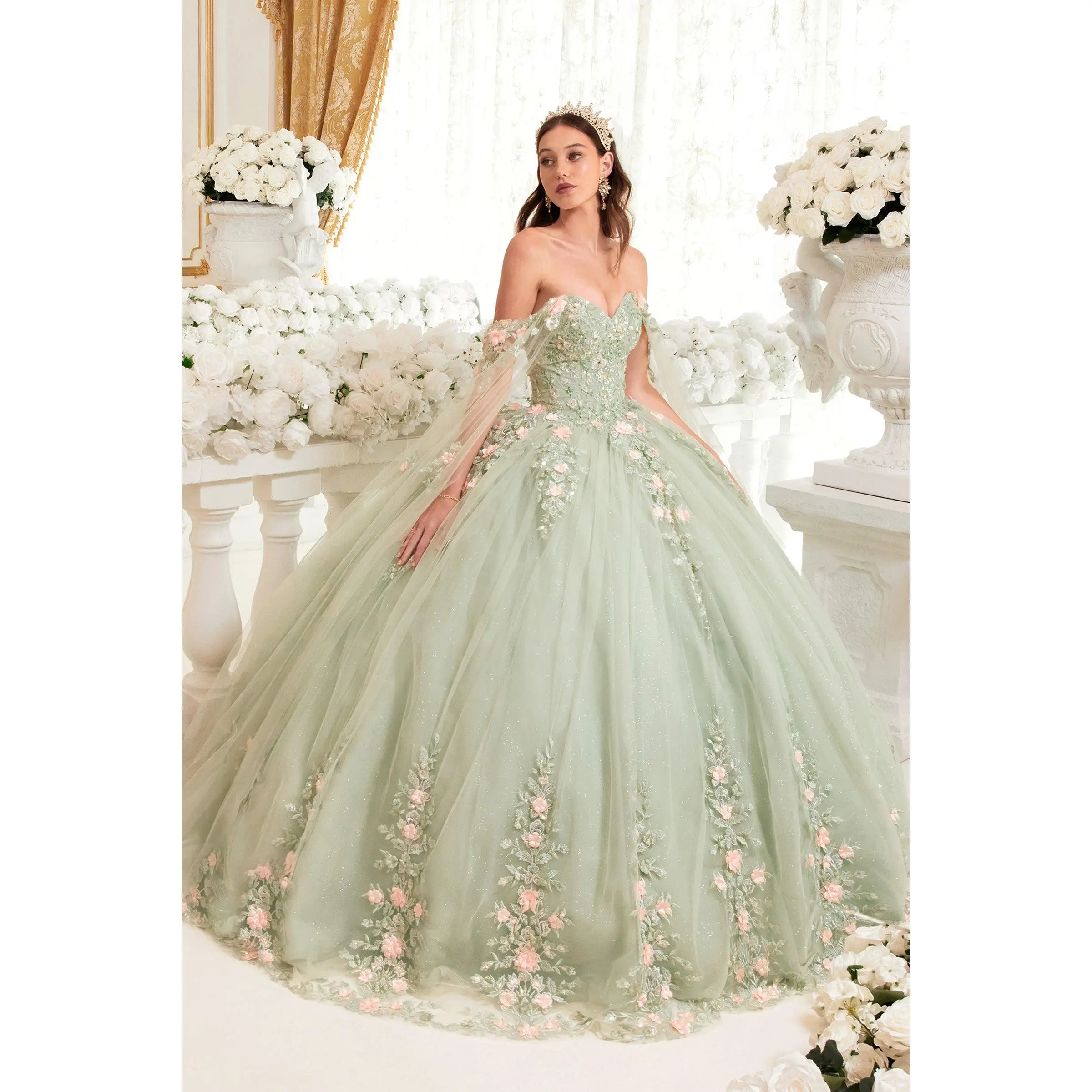 Floral Ball Gown By Cinderella Divine -15716