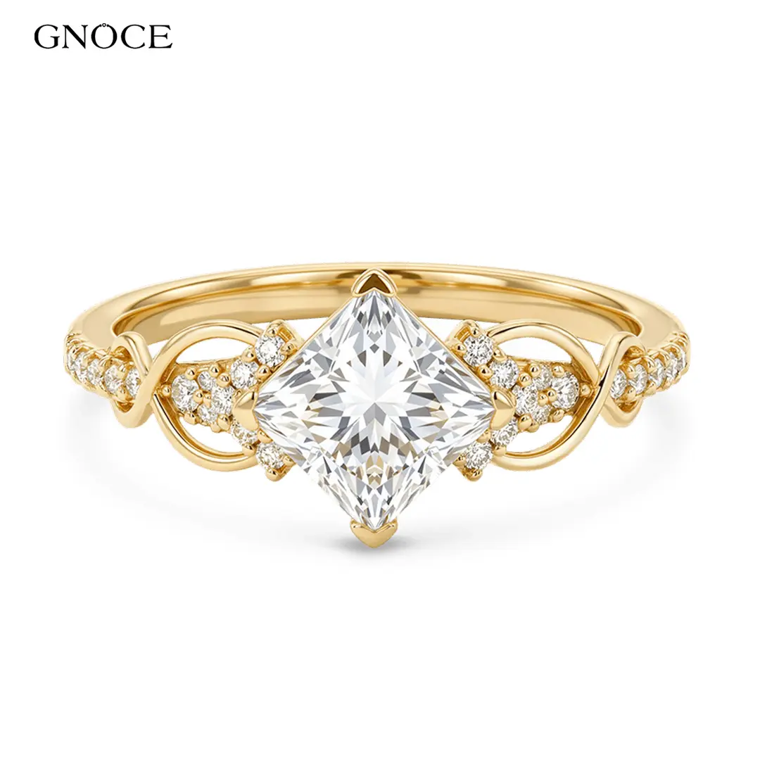Gnoce Unique Twist Princess-cut Engagement Ring,sohochic