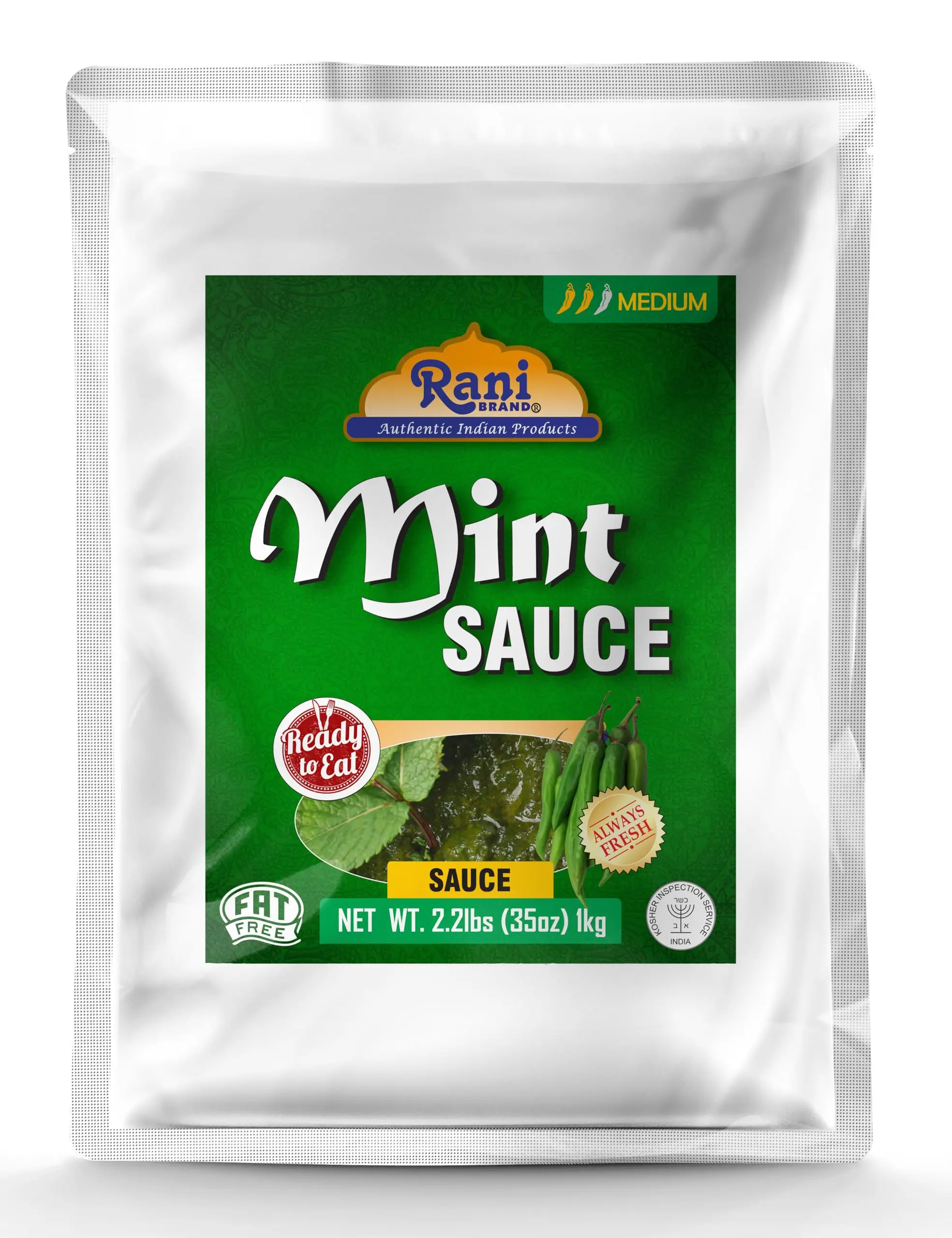 Rani Mint Sauce (Savory Dipping Sauce) 35oz (2.2lbs) 1kg Bulk, Ready to eat, Vegan ~ Gluten Free | NON-GMO | Kosher | Indian Origin