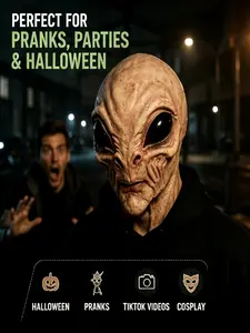 Realistic Persona Alien Mask, Perfect for Halloween Costume & Celebration Events, Unique Design for Cosplay & Festivals, Party Props
