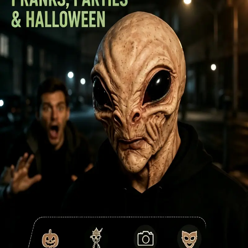 Realistic Alien Mask, Realistic Masks, Ideal for Halloween Costumes, Cosplay & Festival Parties, Unique Party Prop & Accessory