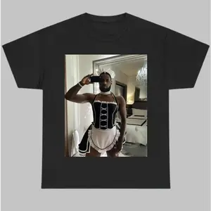 Maid Outfit LeBron James Selfie Graphic T-Shirt — LeBron James Meme Tee, Funny Meme Shirt, Fun Gift, Streetwear Short-Sleeve Tropical Top