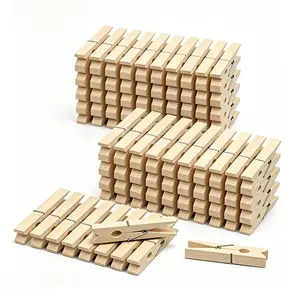 100 Pack Wooden Clothespins 2.9 Inch, Heavy-Duty Wood Rust-Resistant Clothes Pins, Solid Birch Clips for Laundry, Photo Wall Displays, Craft Projects & Classroom Decoration