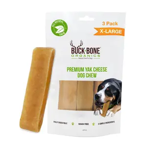 Buck Bone Organics Premium Yak Cheese Dog Chew Extra Large 3 Pack - Grain Free, All-Natural, High Protein