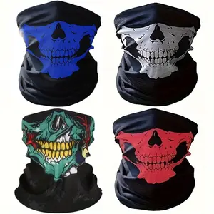 4-Pack Skull Pattern Outdoor Cycling Face Mask Windproof Polyester Material Hand Washable for Motorcycle Riding Cycling Skiing Gear