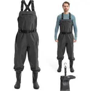 WaveWalker Fishing Waders for Men,   210 D PVC Waders with Slip-Resistant PVC Boots