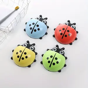 20244pcs Plastic Ladybug Wall-Mounted Toothbrush Holder with Suction Cup - Colorful Bathroom Organizer for Toothbrushes, Toothpaste & Accessories - Durable Adhesive, No Power Needed, Bathroom Accessories, Playful Design, Creative Storage Solution2025