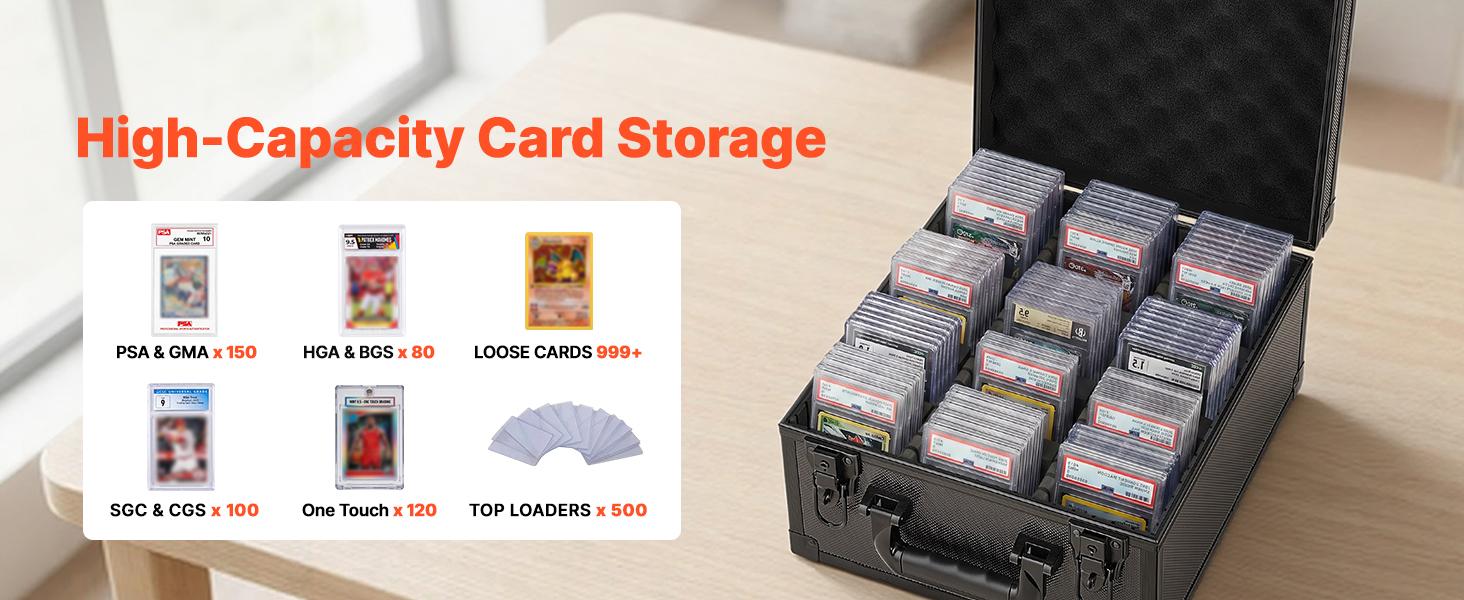 VEVOR Graded Storage Case - 3-Row 150 PSA Slab Box with Secure Lock, 12 Dividers & Key, Baseball Sports Holder for 100 SGC 80 BGS 500 Top Loaders & 999+ Loose Items#BacktoSchool, Sports Cards VEVOR Graded Storage Case - 3-Row 150 PSA Slab Box with Secure Lock, 12 Dividers & Key, Baseball Sports Holder for 100 SGC 80 BGS 500 Top Loaders & 999+ Loose Items#BacktoSchool, Sports Cards