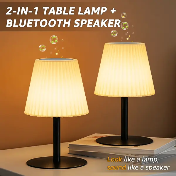 2 IN 1 Bluetooth Speaker Lamp, RGB & Warm White Light Audio for Outdoor and Indoor Usage, IP44 Waterproof for Bathroom, Bedroom, Garden, Dining Table Metal Portable Wireless Device