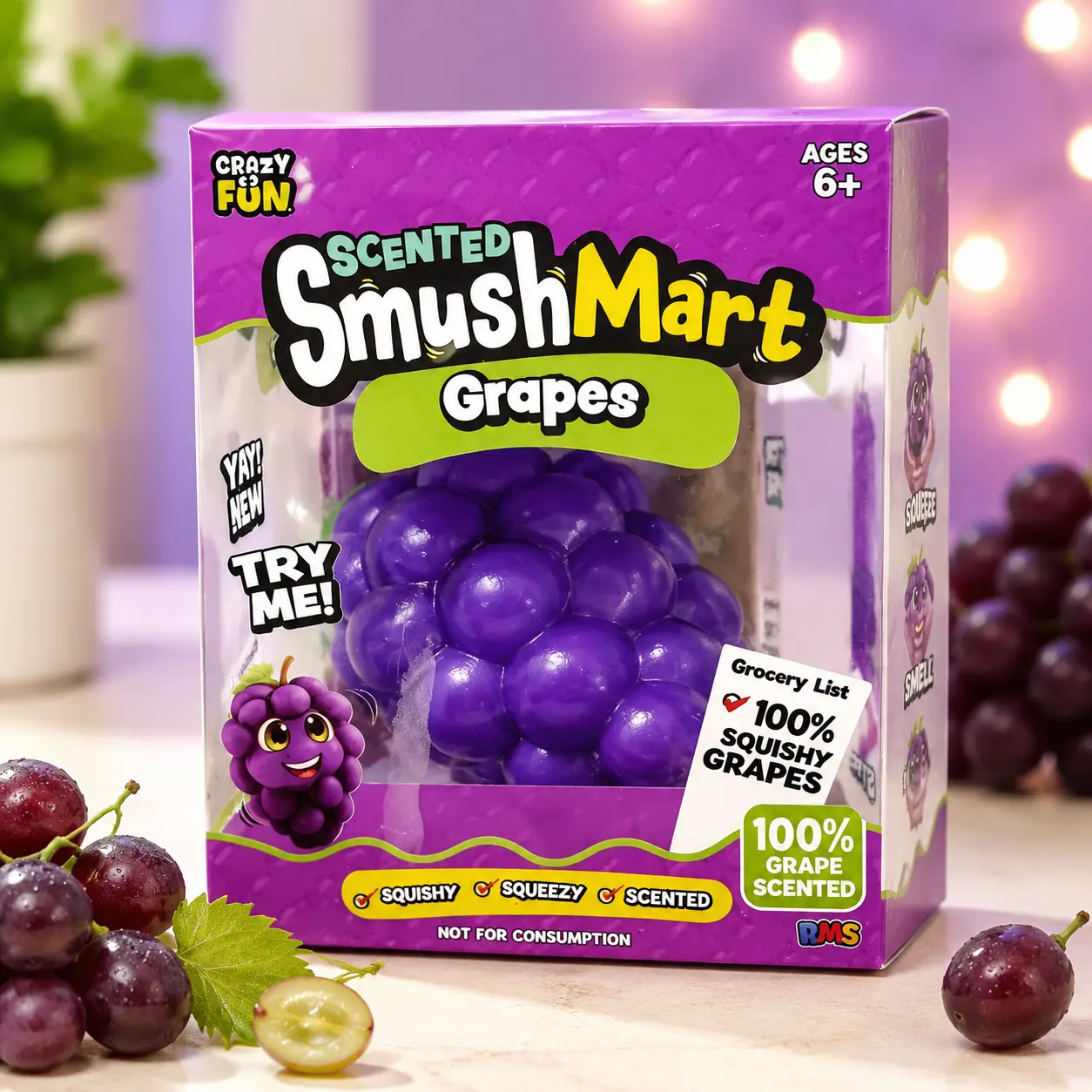 Grape Squishy Stress Relief Toy — Fun Sensory Gift  Squeeze, Relax & Have Fun Anytime!