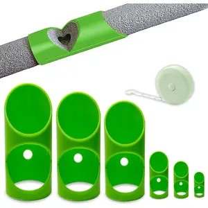 6PCS Cutting Guide, Molded Foam Pipe Tool with 15MM-53MM Insulation Cutting Fixture for/Industrial/Plumbing + Bonus 59" Tape Measure (Green)