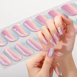 Glitter Cat Eye Semi-cured Gel Nail Strips, Self-adhesive Nail Art Stickers, Nail Art Kits for Women & Girls DIY Nail Design, Nailart