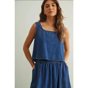Westley Soft Denim Button Tank Top