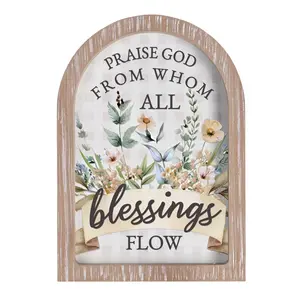 360 Stand Arch-Shape Framed Glass Photo Frame - White 9x13 in Floral Print Decor with Praise God Sign, Wall Hanger for Home Decor, Flower-Enhanced Home Supplies, Flowers