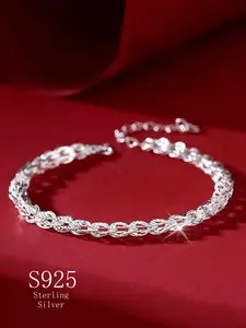 925 Sterling Silver Phoenix Tail Design Chain Bracelet, Fashionable Jewelry for Women & Girls, Trendy All-match & Exquisite Jewelry for Birthday Gift, Stackable Bracelet