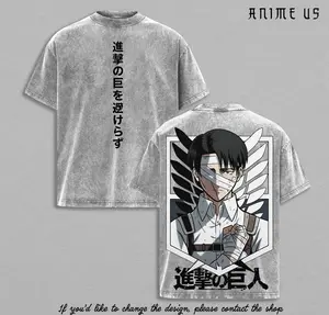 Levi Ackerman Attack on Titan Vintage Washed T-Shirt | Captain Levi Anime Graphic Tee | Scout Regiment Oversized Streetwear Shirt