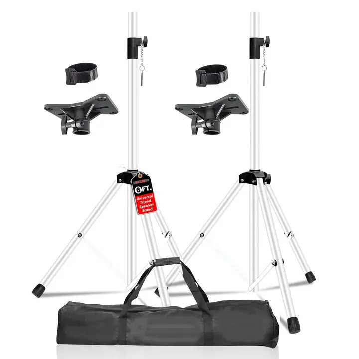 5 Core Height-Adjustable Heavy-Duty Speaker Stand Pair, 72" Tripod for Studio Monitors, DJ Speakers & Setups, 132 lbs Capacity, 2x Cable Tie Incl., 2X Mounting Bracket