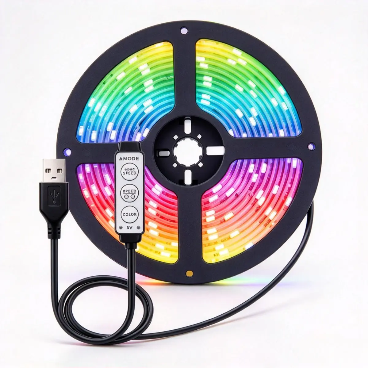 USB RGB LED Strip Light, 3 Keys Controller, 5V Flexible Color Changing Tape Lights for TV Backlight Gaming Room Bedroom Decor