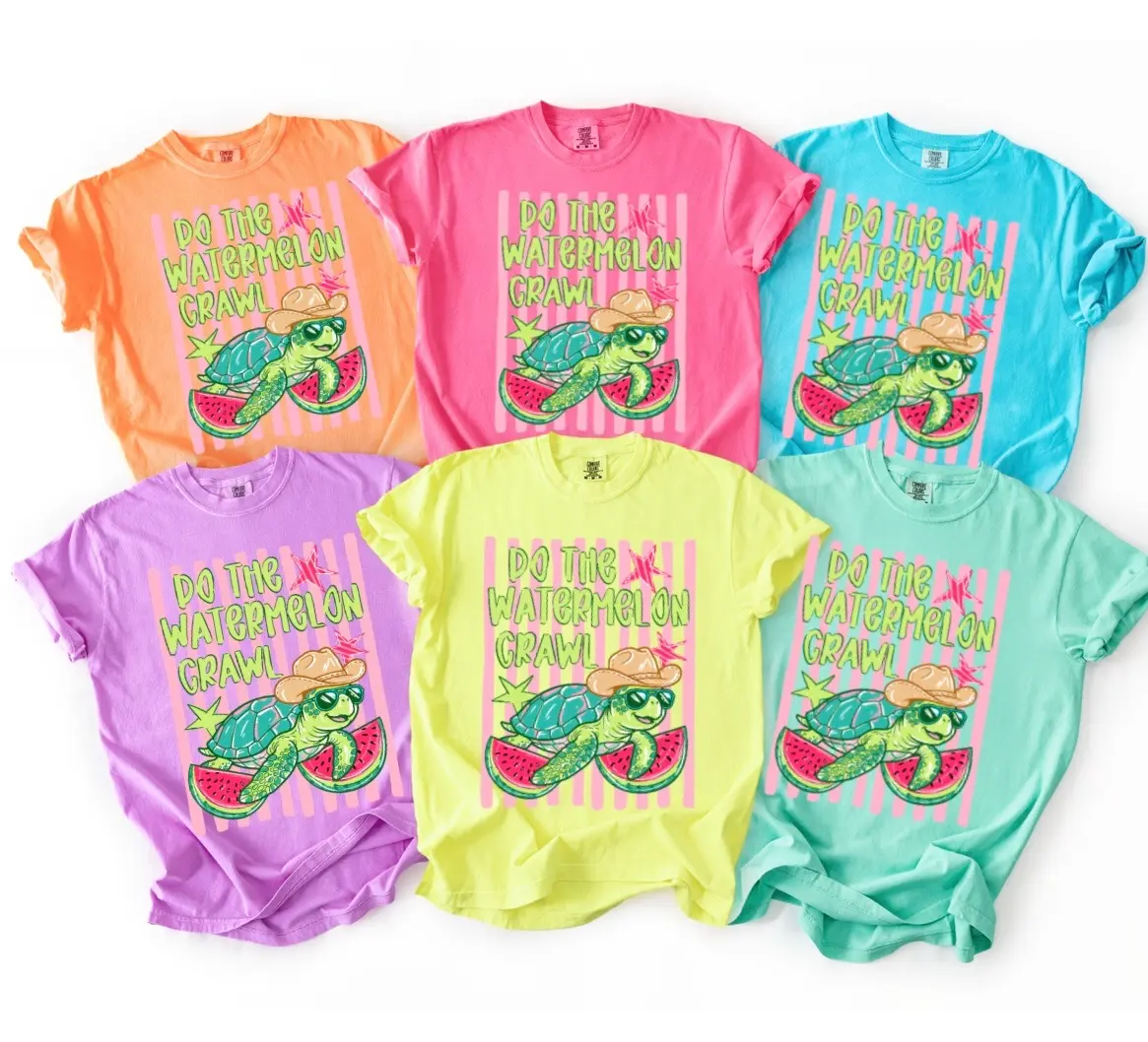 Cute Do the watermelon crawl neon turtle Comfort color tshirt