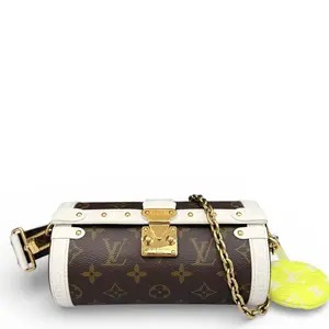 Pre-owned Louis Vuitton Leather tote bags Papillon BB Monogram Calfskin Brown White (dh010726a6)