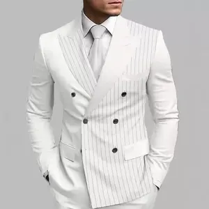 New Men's Printed Back Split Suit Jacket Digital Printed Suit Casual Top Menswear Long Sleeve Elegant Slim Fit Striped