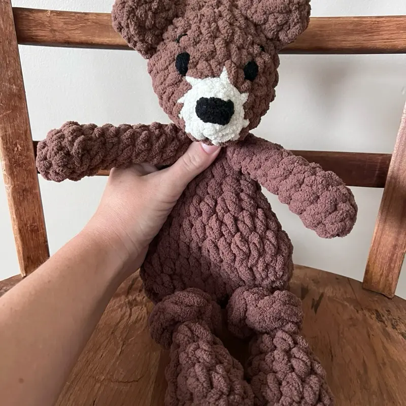The Cutest Crocheted Bear Plush - Soft Brown Teddy with White Face and Black Eyes for Kids