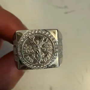 Silver centenario 50 pesos square men's ring anillo sz 10