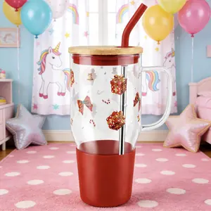 Tumbler Valentine's Day  with Handle - Aesthetic 40oz Glass Cup with Lid & Straw for Lady, Stylish Holiday Mug & Reusable Water Bottle, Premium Drinkware Perfect 2026 Spring President's Day Gift Girls  for Women