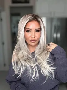 Lovestory Sadie Highlight Color Synthetic Lace Front Wigs for Women Heat Resistant Glueless Lace Front Wigs Free Part Medium Length