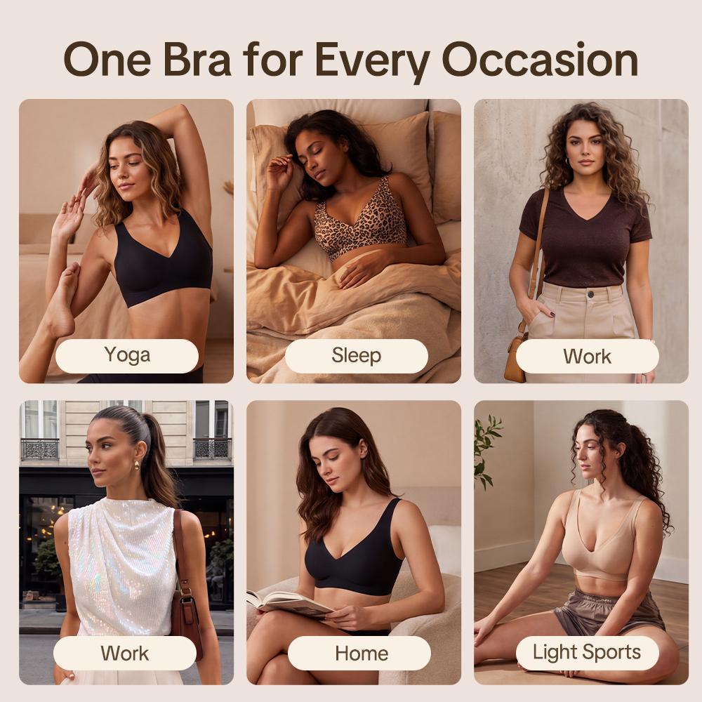 HSIA Plungia Women's Deep V Wireless Seamless Bra, Full Coverage 4-Way Stretch T-Shirt Bra with W-Jelly Support Band, 3D Molded Breathable Cups, Smoothing Wide Wings & U-Back, Adjustable Anti-Slip Straps (Free Extender Included)