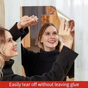 Self-Adhesive Mirror Sticker with Backing Tape, 20x40 Inch Soft Glass Mirror, Home Use Full-Length Mirror, Instagram Style Bedroom Reflective Film