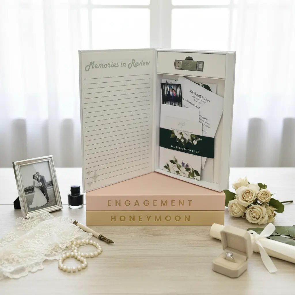 Ultimate Wedding Memory Book Set with USB | Engagement, Wedding & Honeymoon Keepsake Albums