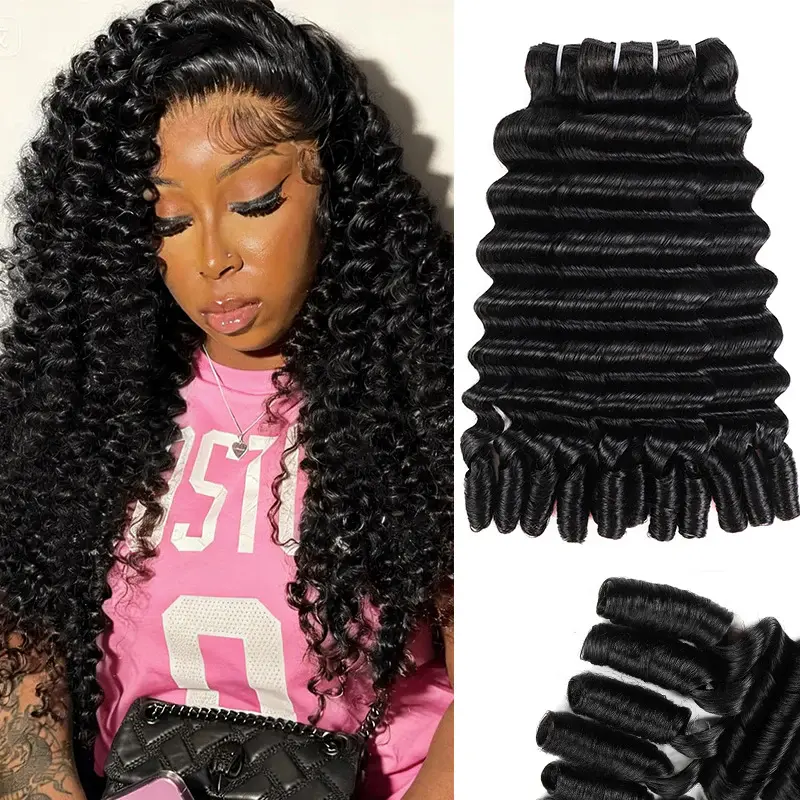 15A Upgraded Burmese Deep Wave Human Hair Bundles Premium Raw Hair Deep Curly 3 Bundles Sew In Hair Extensions Quick Weave Salon Quality Hair With Twist Out Ends