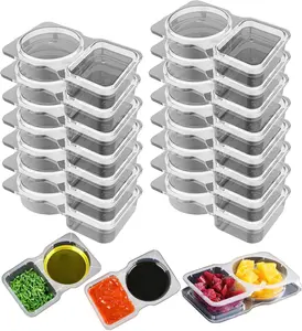 15 Set 2-Compartment Reusable Snack Containers with Lids Condiment Snack Box Meal Prep for Adults Kids snack  containers Double Compartment Leakproof Snack Containers Kitchen Utensils food containers Reusable Double-Compartment Snack Containers