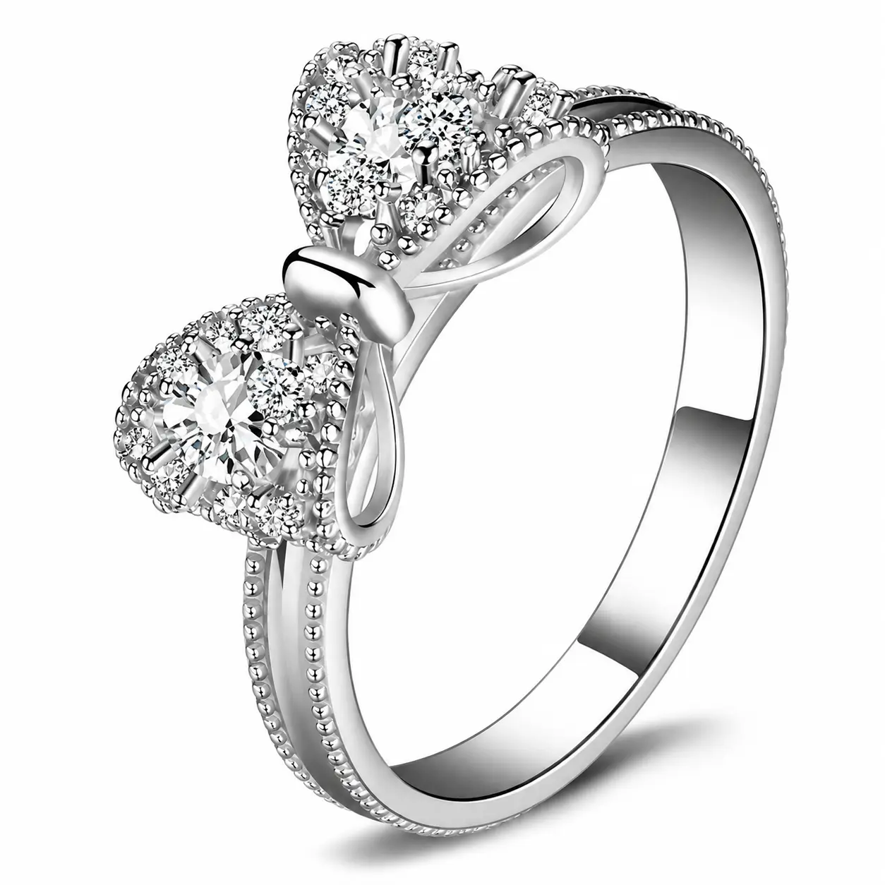 Elegant CZ Engagement Ring Set in Sterling Silver, Women's Promise Ring, Non-Tarnish Casual Accessory for Daily Wear, Cz Engagement Rings, Elegant Casual Ring