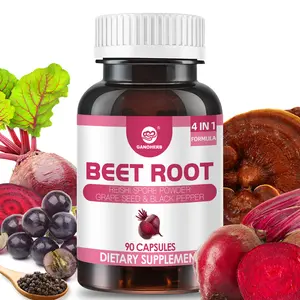 GANOHERB 4-In-1 Edible Natural Beetroot Capsules - No-Additive Dietary Supplement with Ganoderma Lucidum, Black Grape Seed, Black Pepper Extracts - Supports Blood Circulation, Heart Health - 90 Capsules (45-Day Supply) | Father’s Day Gift Idea