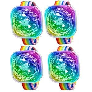2/ 4pcs Disco Ball Stage Lighting, Mini Disco Light Ball Strobe LED Wristbands, Portable Party Bracelet Lights with Suction Cups, Vibrant Color Changing, DJ Disco Ball Light, Magical Strobe Effects And Multicolored LED Stage Lighting