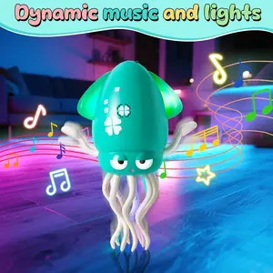 Dancing Squid Toy for Kids with LED Lights & Music - Interactive Toddler Toy for Ages 2+ - Smart Obstacle Avoidance & Safe Durable Design - Perfect Gift for Birthdays or Holidays