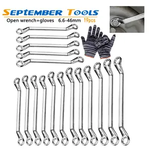 19-Piece Ratchet Combination Wrench Set, 75-Degree Offset Metric Double Ends Wrenches with Metric Sizes, Hand Tool for Mechanical Repairs