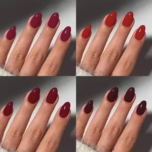 96pcs Oval & Glossy Nail Art Stickers, Short Acrylic False Nails, Includes Jelly Glue & File, Perfect for Women & Girls, Nail Kit Acrylic Set, Nail Art Diy