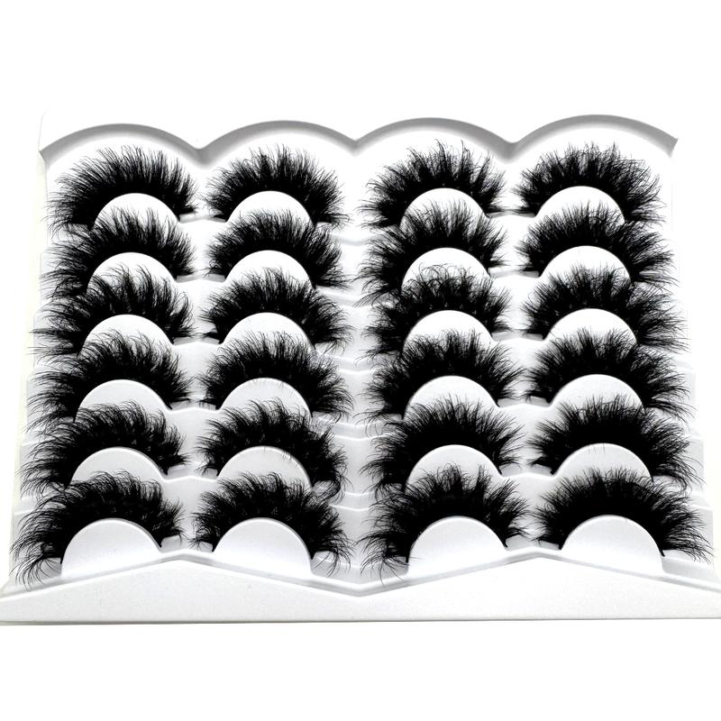 MKYDCG Dramatic Long Thick Volume 12 Pairs Cat Eye Lashes Fluffy Faux Mink 8D Wispy False Eyelashes Makeup Cosmetic Enhancer