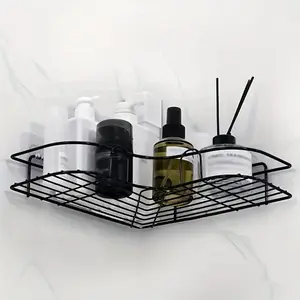 2pcs Wall Mounted Bathroom Shelf, Shower Caddy Rack, No Punching Triangle Storage Rack For Bathroom Kitchen, Bathroom Accessories Toilet Steel