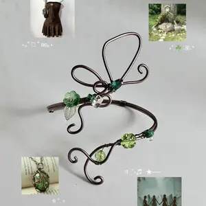 Handmade Dreamy Butterfly Arm Cuff – Floral Aesthetic Jewelry – Vintage Style Aesthetic Jewelry